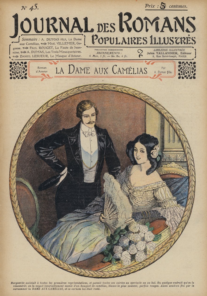La Dame Aux Camelias autorstwa Alexandre Dumas fils (kolorowa litografia) autorstwa French School