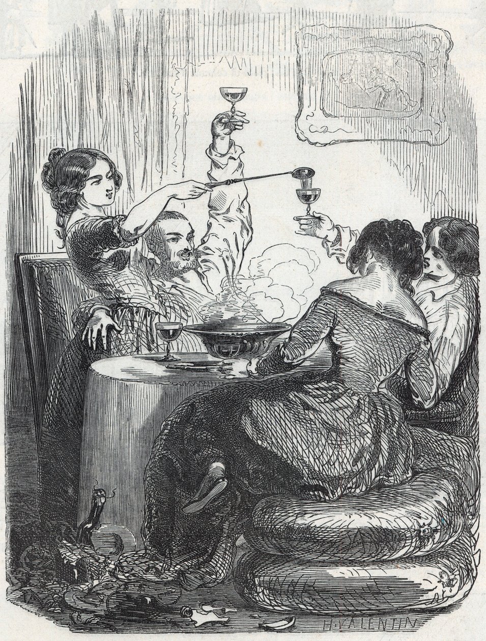 Restauracja La Maison Doree przy 20, Boulevard des Italians w 9. dzielnicy Paryża - Grawerowanie w „Tableau-de-Paris” autorstwa Edmonda Texiera 1852 autorstwa French School
