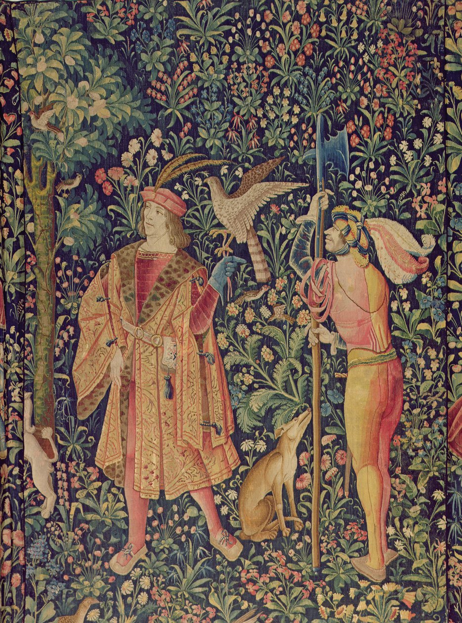 La Vie Seigneuriale – Wyjazd na polowanie, ok. 1500 autorstwa French School