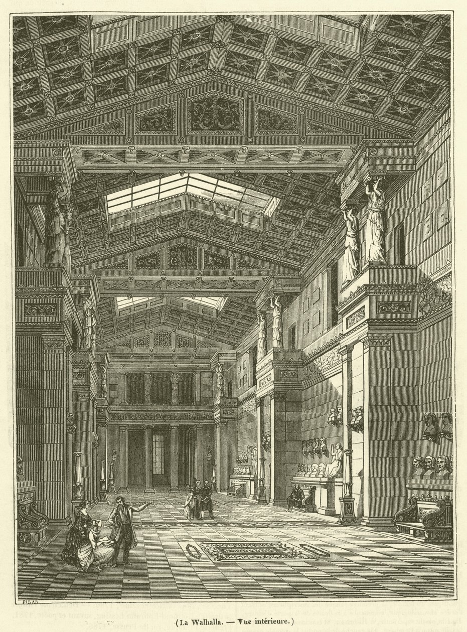 Walhalla, widok wnętrza (grawerunek) autorstwa French School