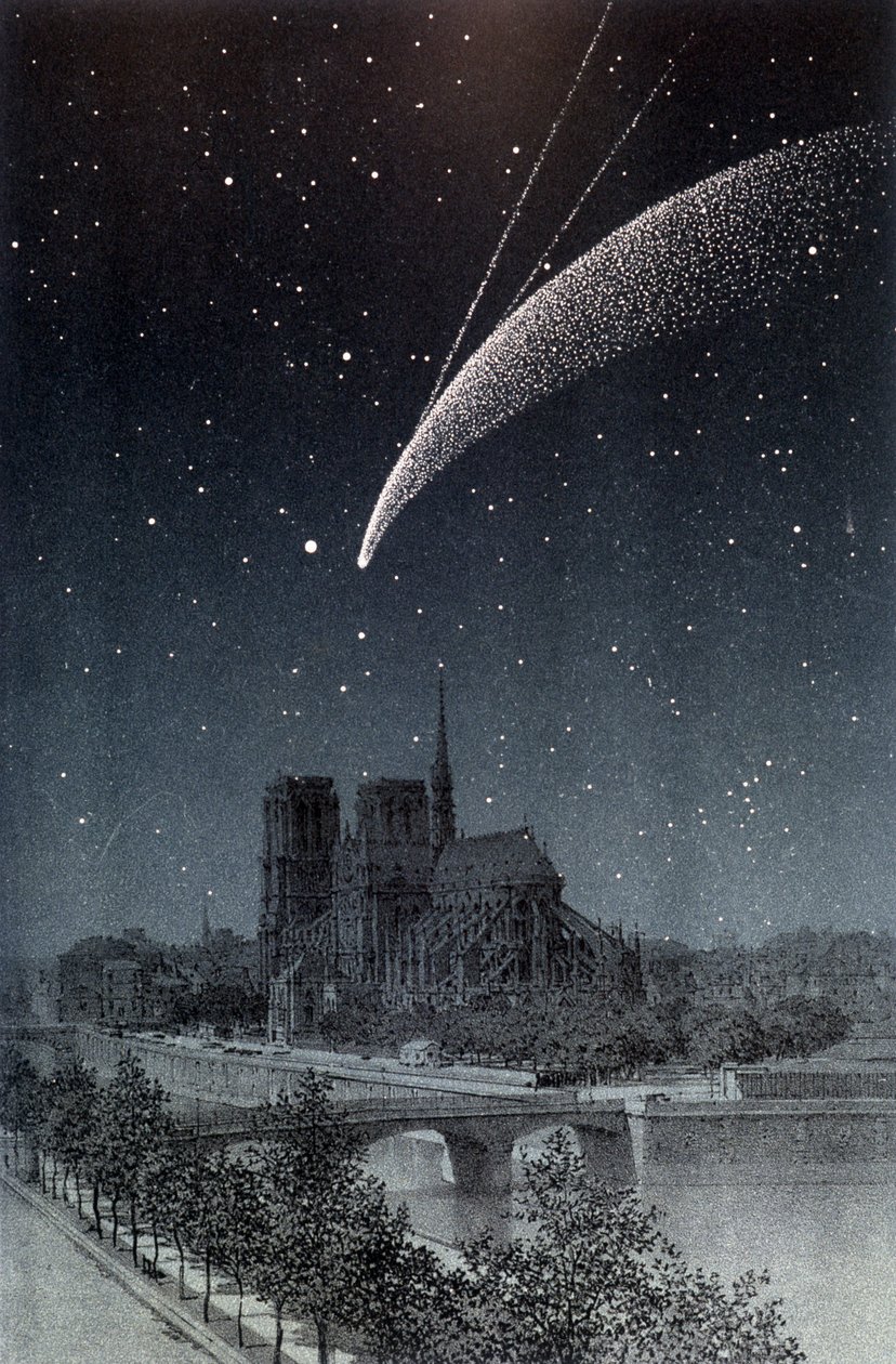 La comet de Donati widziana w Paryżu 04.10.1858 - w „Le Ciel” Amédée Guillemin, Hachette, Paryż autorstwa French School
