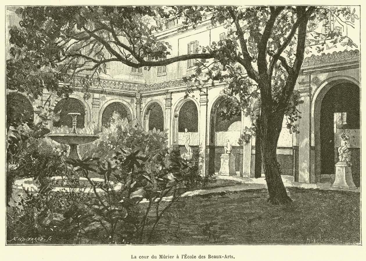 Dziedziniec Murier w Ecole des Beaux-Arts (rycina) autorstwa French School