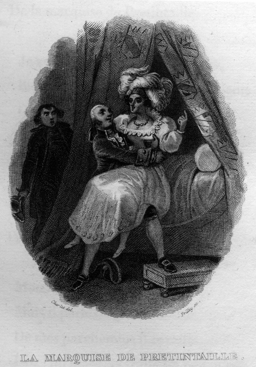 La marquise de pretintaille Chanson de Beranger in „”Oeuvres completes”” (1834) Pierre’a Jeana de Berangera (1780-1857), francuskiego poety i autora piosenek. autorstwa French School