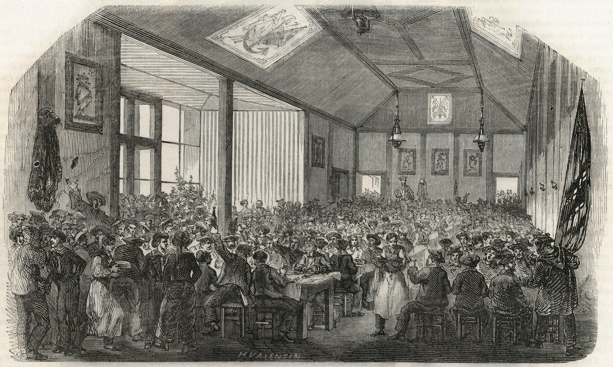 Tawerna przewoźników w Bercy w XIX wieku - Grawerowanie w „Tableau-de-Paris” Edmonda Texiera 1852 autorstwa French School