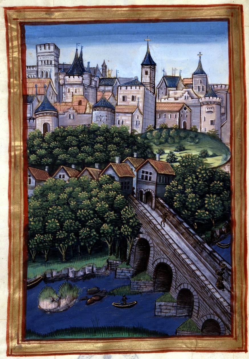 La ville de Lyon - w „”Roman de Palamus, bajka o lwie”” Simphoriana-Champiera autorstwa French School
