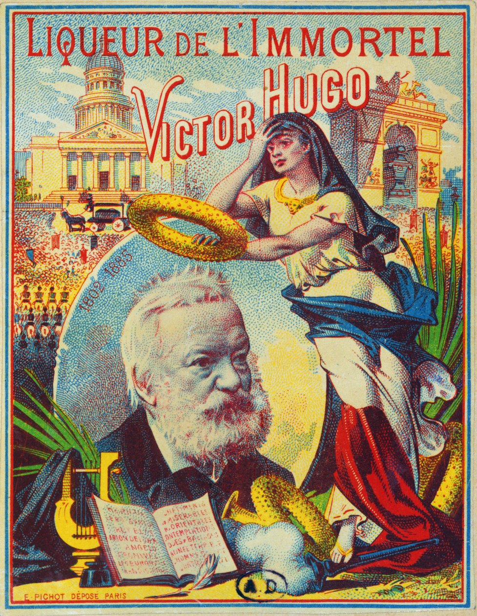 Projekt etykiety dla marki Liqueur de lImmortel Victor Hugo, ok.1885 autorstwa French School