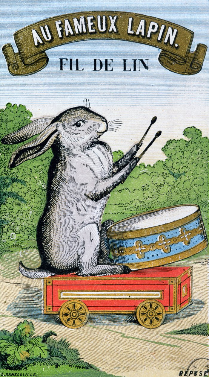 Etykieta marki Au Fameux Lapin z nici lnianej autorstwa French School