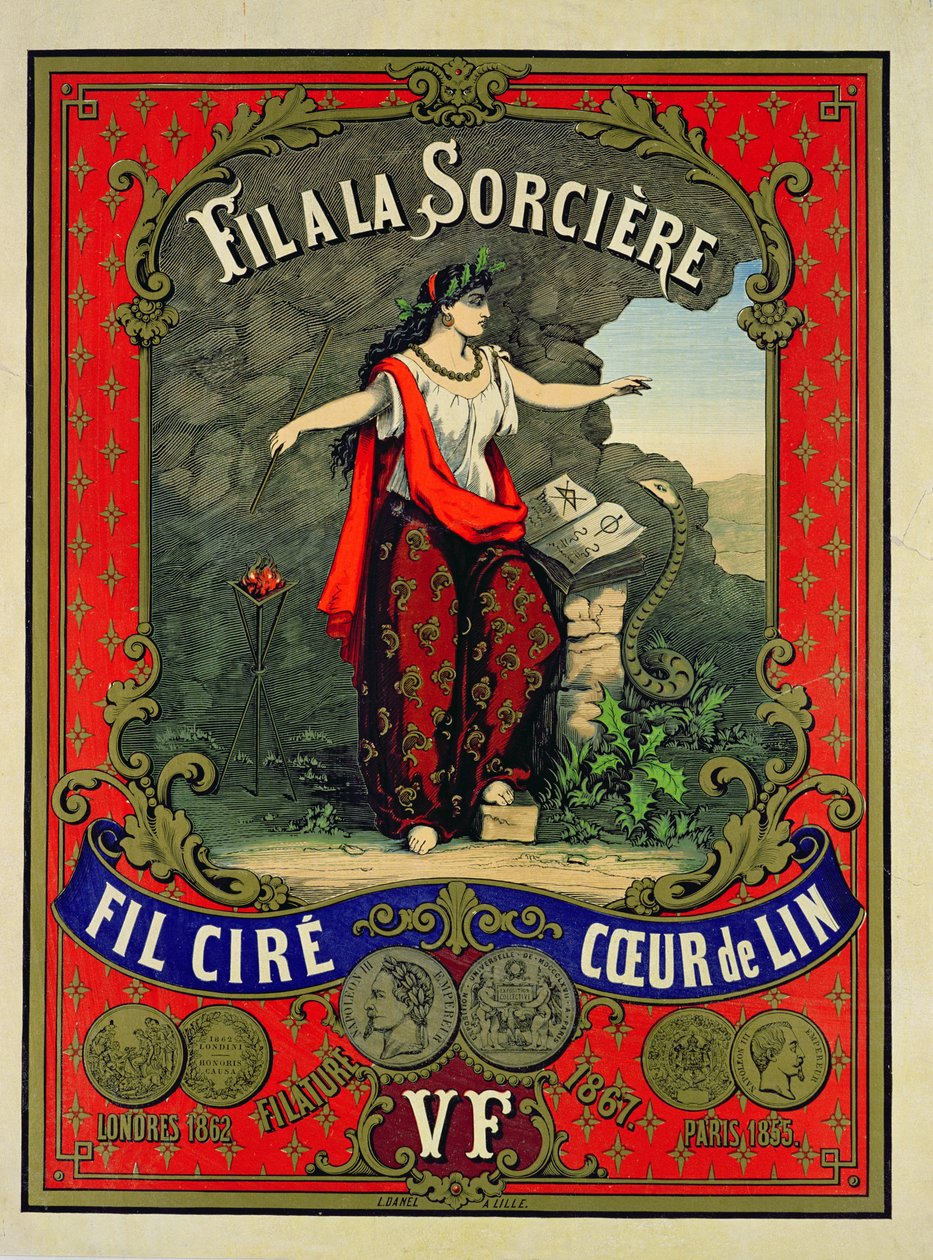 Etykieta dla nici do szycia marki Fil a la Sorciere autorstwa French School