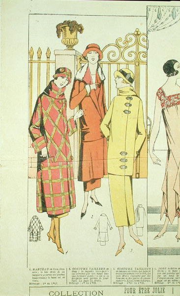 Płaszcze damskie, ilustracja z „La Mode du Jour” autorstwa French School