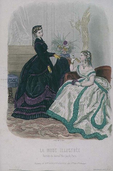 Suknie damskie od Madame Breant-Castel z działu "Moda ilustrowana" w "Journal De La Famille", wyd. Leroy autorstwa French School