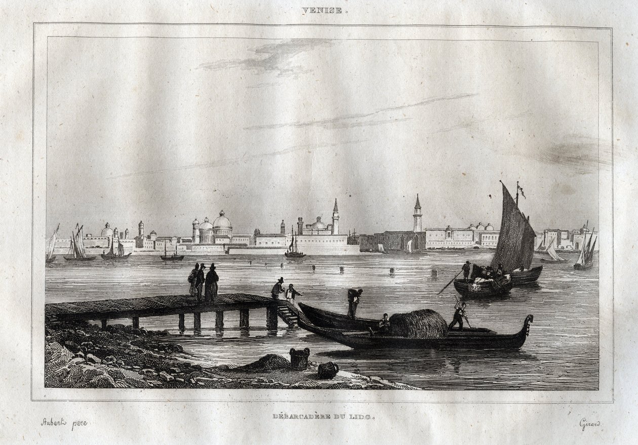 Lądowisko Lido w Wenecji - Grawer z „” Malownicze Włochy”” M. de Norvins, Ch. Nodier 1834-1836. autorstwa French School