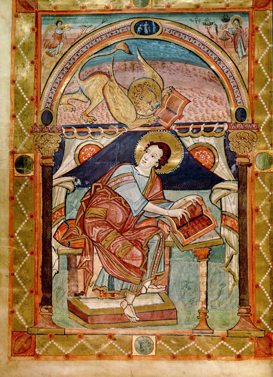 Lat 8850 f.81v St. Mark, francuski, ze Szkoły Dworskiej Karola Wielkiego autorstwa French School