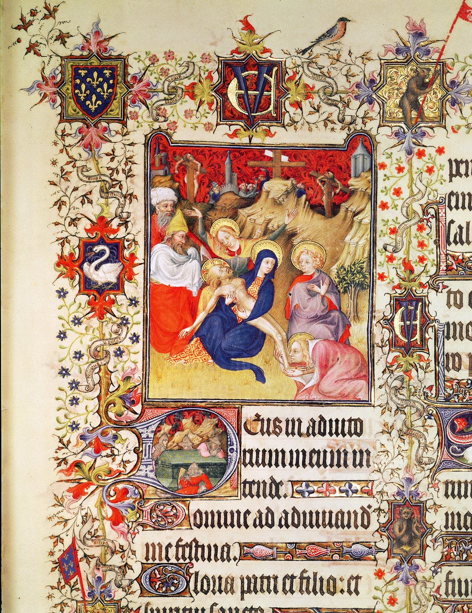 Lat 919 f.77 Złożenie Chrystusa, z Grandes Heures księcia de Berry, 1409 autorstwa French School