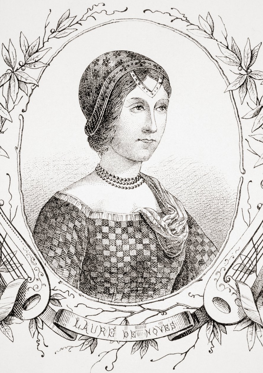 Laura de Noves, z The Ancient and Modern Universal History, wydana w Strasburgu ok. 1860 (rycina) autorstwa French School