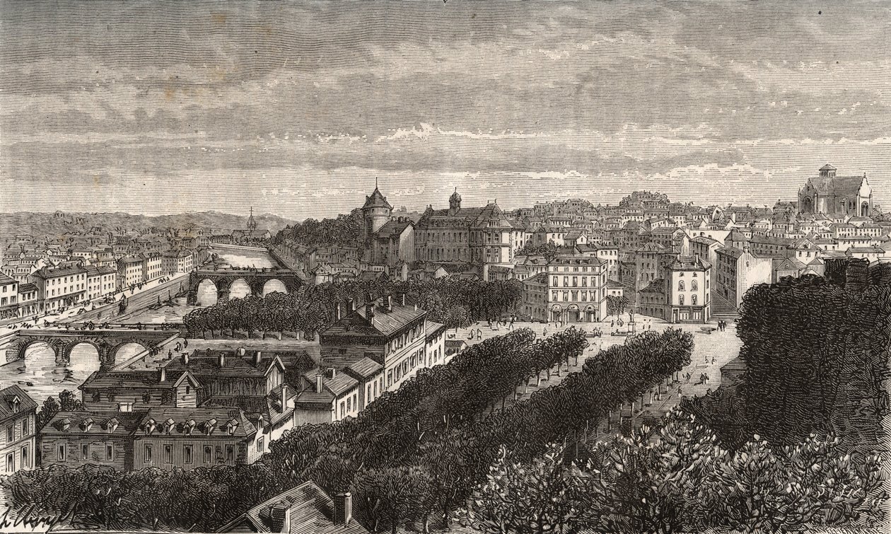 Laval - Mayenne - Pays de la Loire - rycina w „La France illustrée: geography, history, statistic management” autorstwa V.A. Malt-Browna. 1884 autorstwa French School