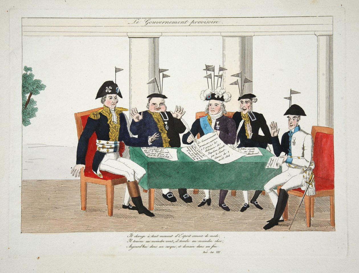 Le Gouvernement Provisoire, wyd. 1814 (ręcznie kolorowane grawerowanie) autorstwa French School