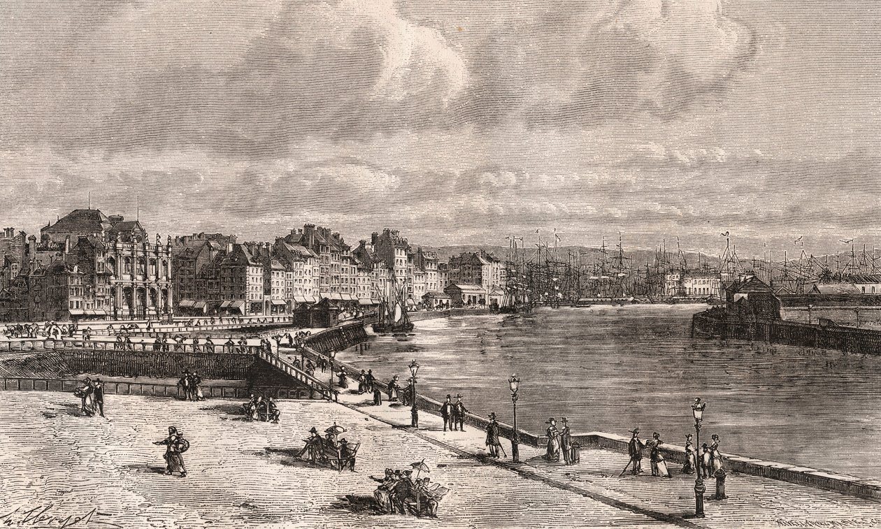 Le Havre - Normandia - rycina w „La France illustree: geografia, historia, statystyka administracyjna” autorstwa V.A. Słodowo-Brązowy. 1884 autorstwa French School