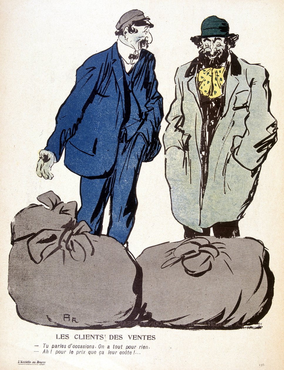 Le Mont-de-Piété: klienci, sprzedaż - w „Talerzu z masłem” nr 3/06/1905 autorstwa French School
