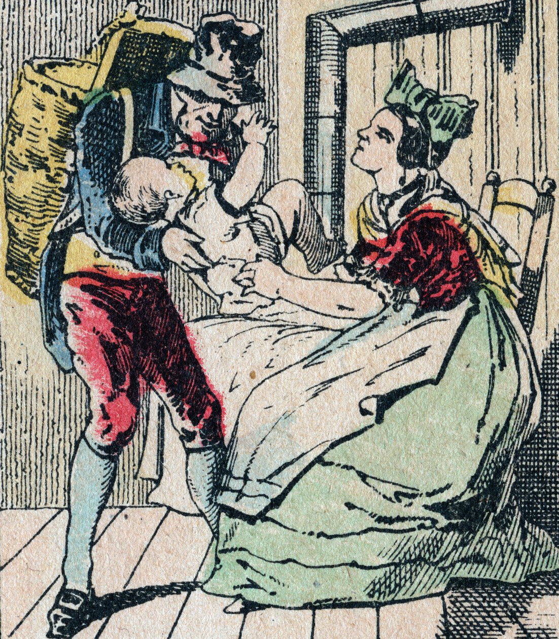 Le Pere Fouettard francuski bohater dla ojca biczującego, legendarna postać folkloru karząca niegrzeczne dzieci i zamykająca nieposłuszne, obraz Epinal XIX w. (rycina) autorstwa French School