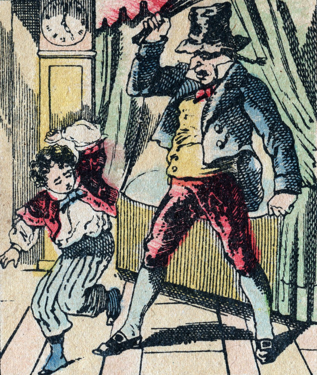 Le Pere Fouettard legendarny bohater folkloru, karzący batem niemądre dzieci i zamykający nieposłuszne dzieci, wizerunek Epinal autorstwa French School