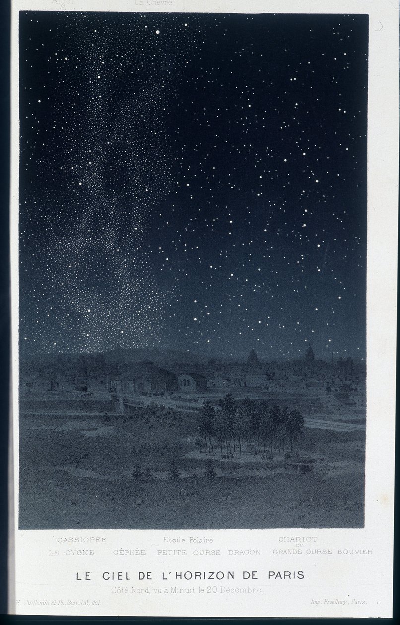Niebo panoramy Paryża po stronie północnej 20 grudnia - w „Le Ciel” Amedee Guillemin, Paryż autorstwa French School