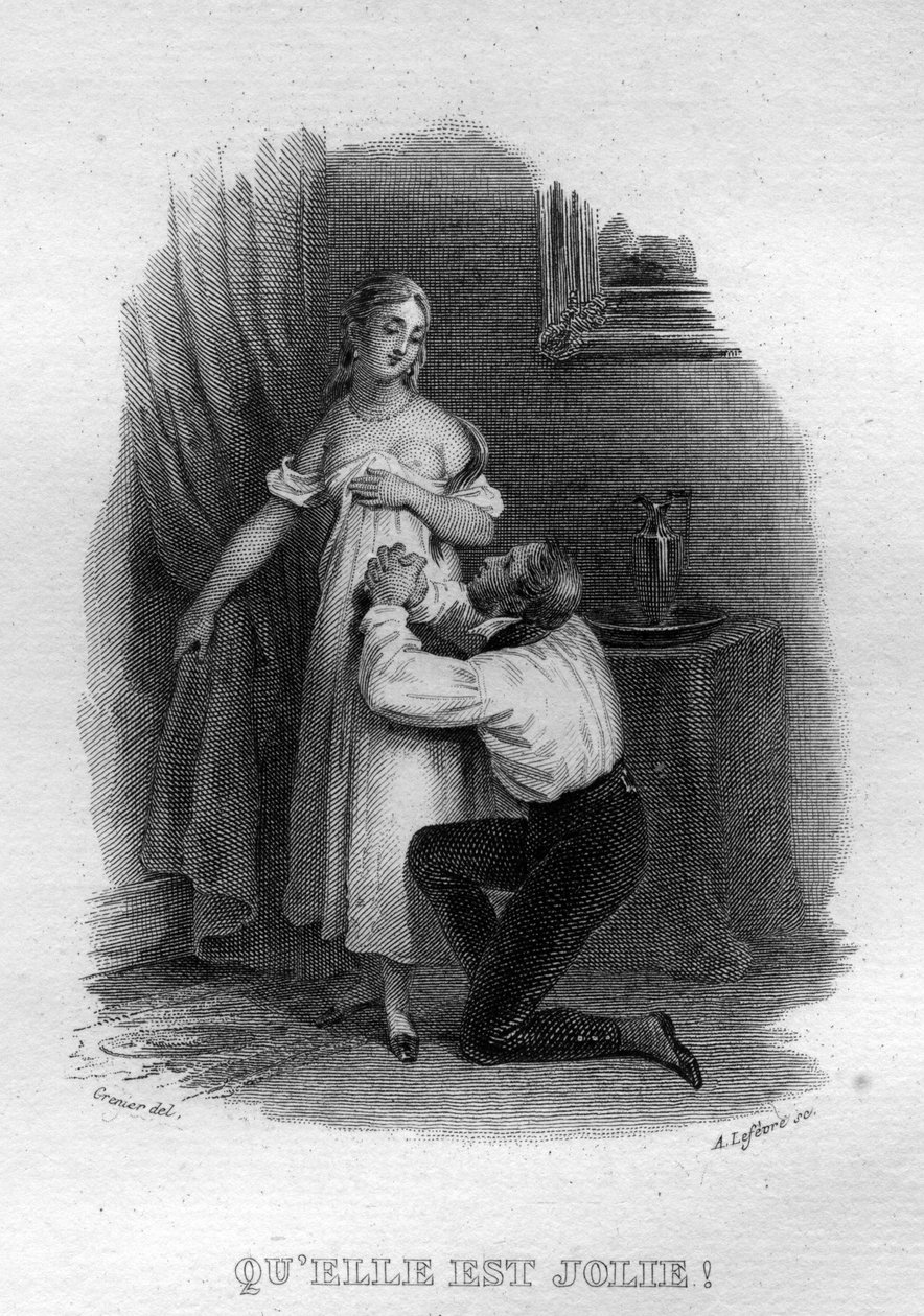 Le elle est Jolie Chanson de Beranger in „”Oeuvres completes”” (1834) Pierre’a Jeana de Berangera (1780-1857), francuskiego poety i autora piosenek. autorstwa French School