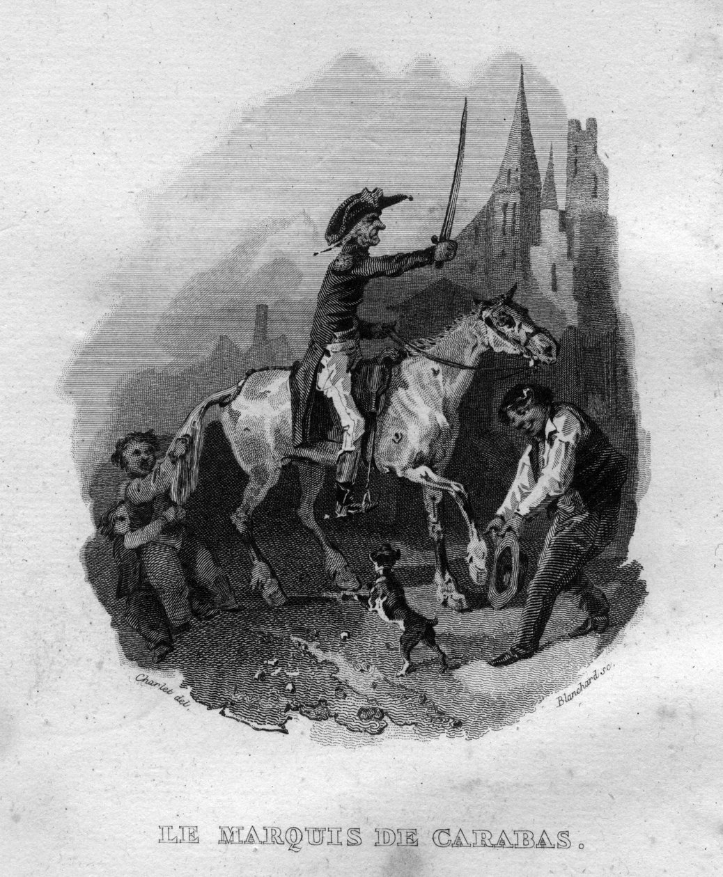Markiz Carabas Chanson de Beranger w „”Oeuvres kończy”” (1834) Pierre’a Jeana de Beranger (1780-1857), francuskiego poety i autora piosenek. autorstwa French School