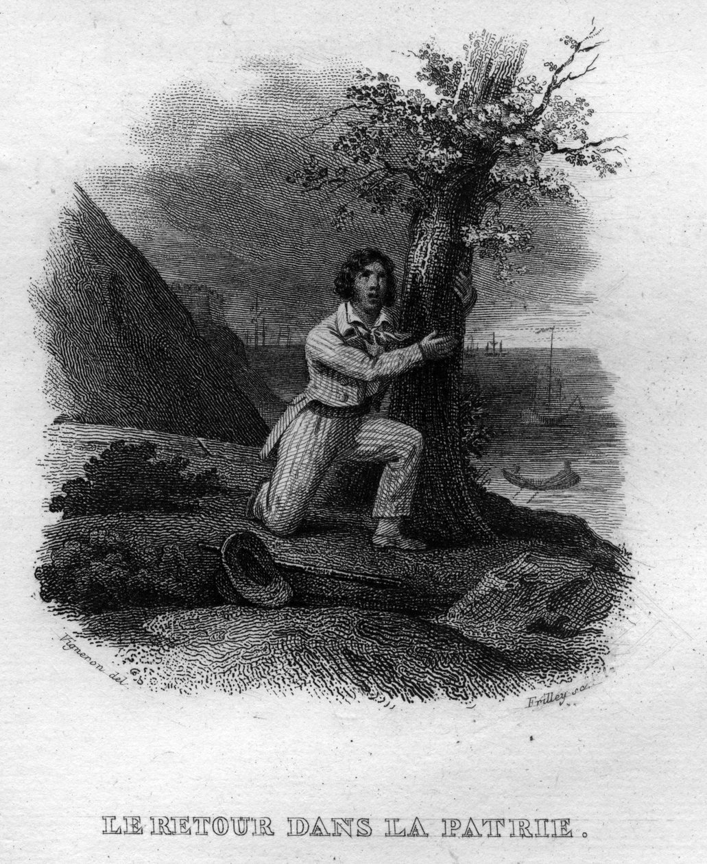 Le retour dans la patrie Chanson de Beranger in „”Oeuvres completes”” (1834) Pierre’a Jeana de Berangera (1780-1857), francuskiego poety i autora piosenek. autorstwa French School