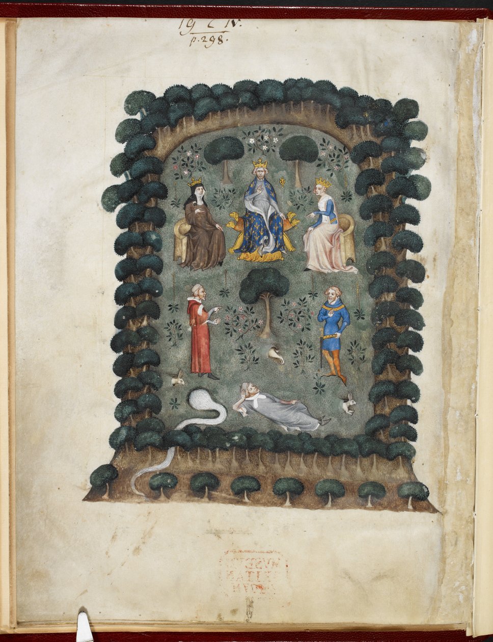 Le songe du vergier, przypisywane Évrartowi de Trémaugonowi, Royal MS 19 C IV, f.1v autorstwa French School