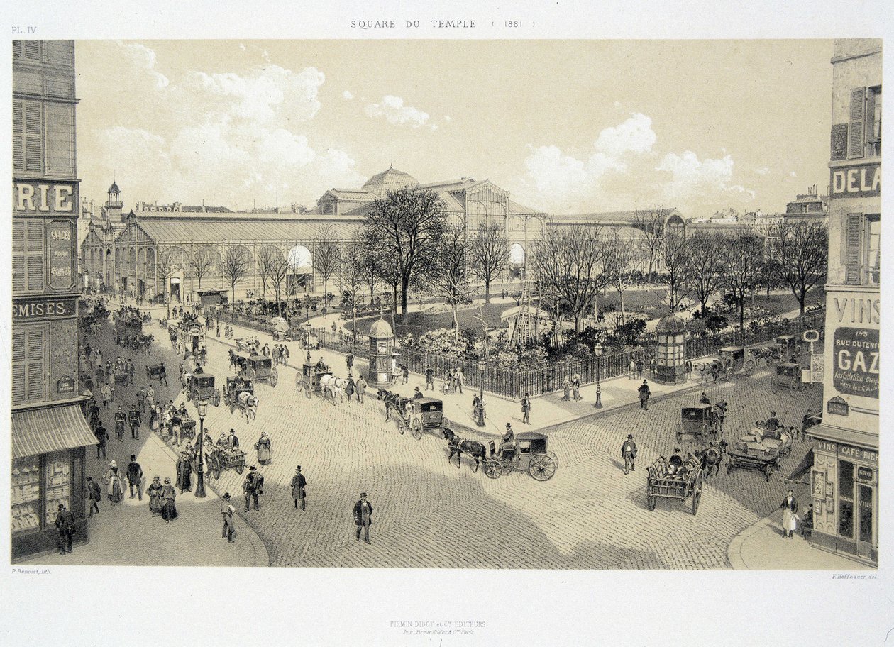 Le square du temple en 1881 - w „Paryżu przez wieki: le temple et la rue Royale”, koniec XIX wieku autorstwa French School