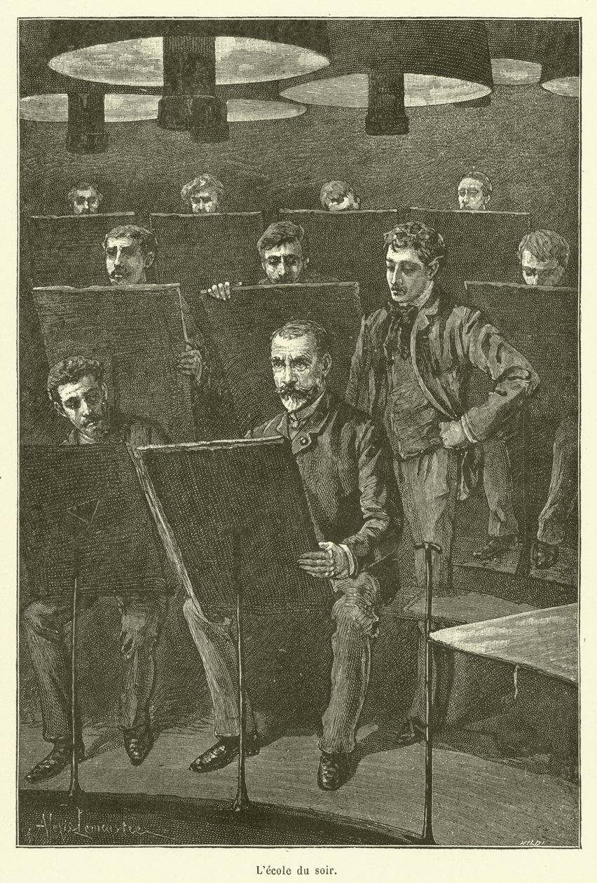 Szkoła wieczorowa (grawerowanie) autorstwa French School
