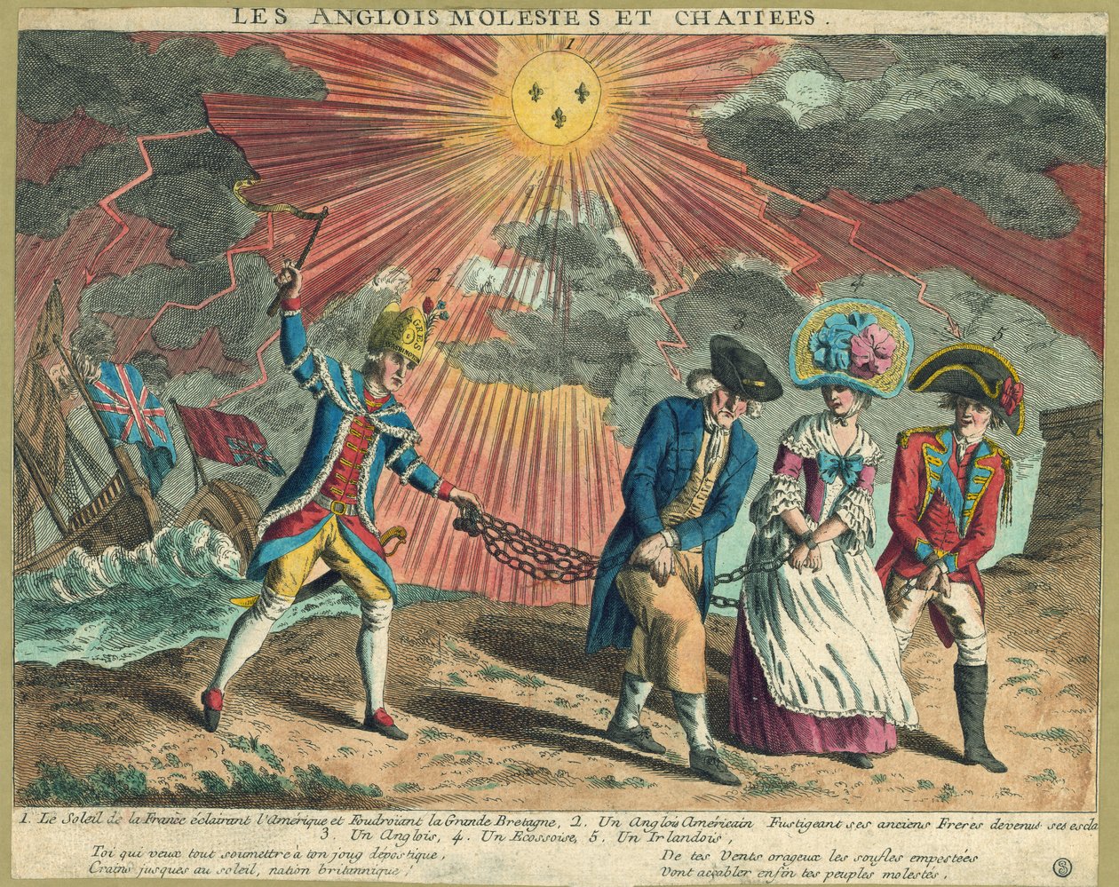 Angielscy Molestes i Chatiees, wyd. 1779 (rycina ręcznie kolorowana) autorstwa French School