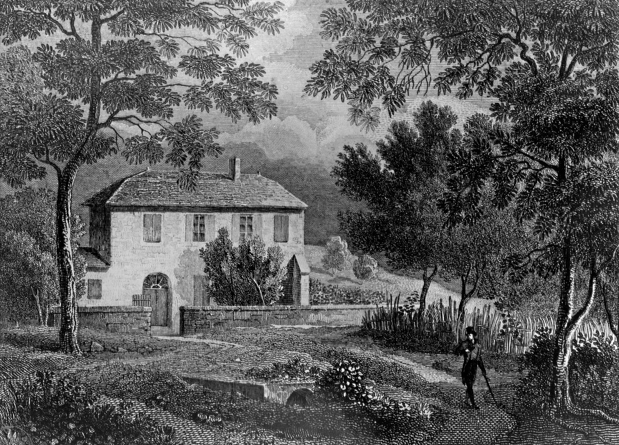 Les Charmettes Dom Madame de Warens (1699-1762) w pobliżu Chambery, gdzie przebywał Rousseau (1712-78) autorstwa French School