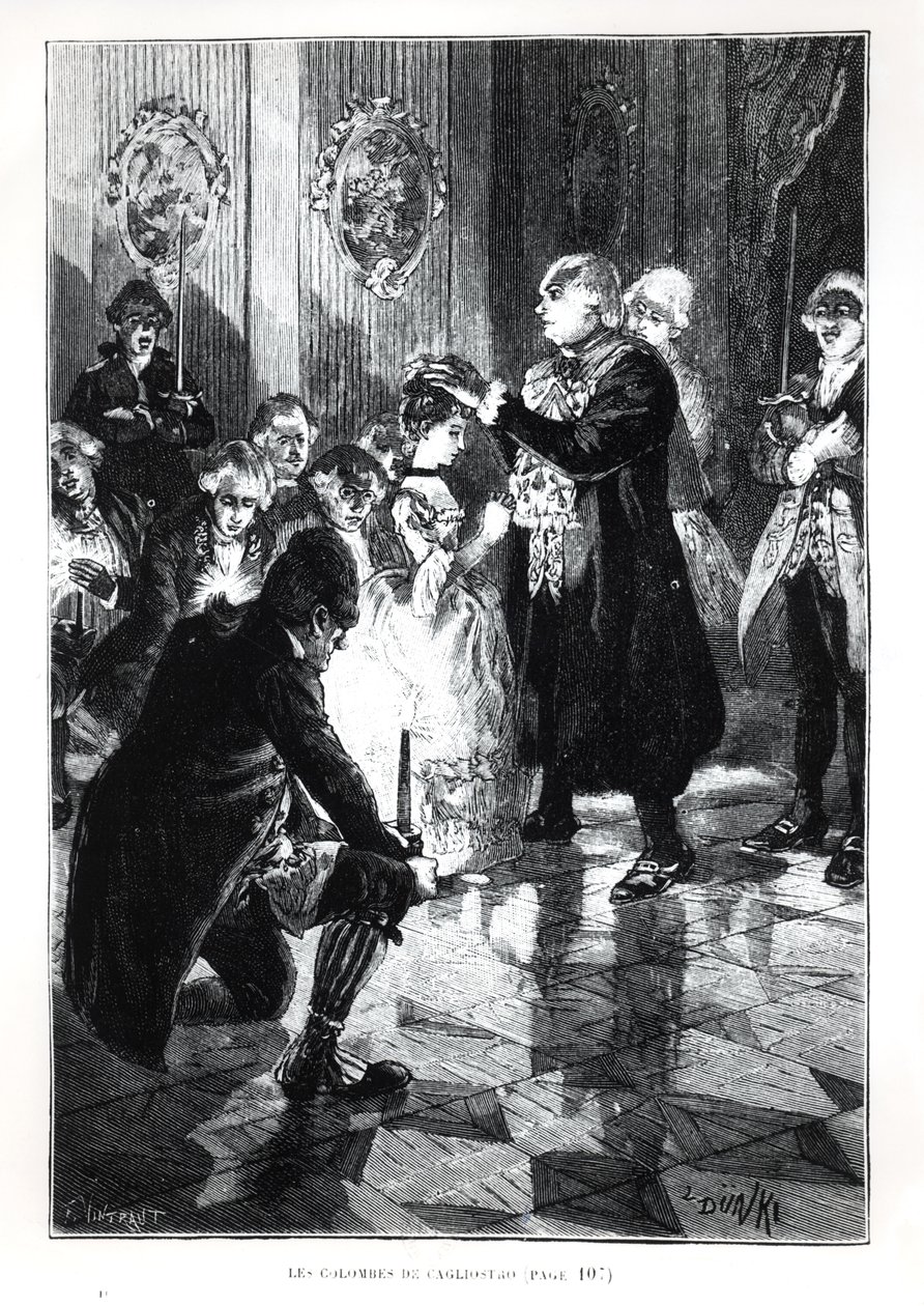 Gołębie z Cagliostro, ilustracja z Les Merveilles de la Science Louisa Figuiera 1819-94) opublikowana w Paryżu, 1893 autorstwa French School