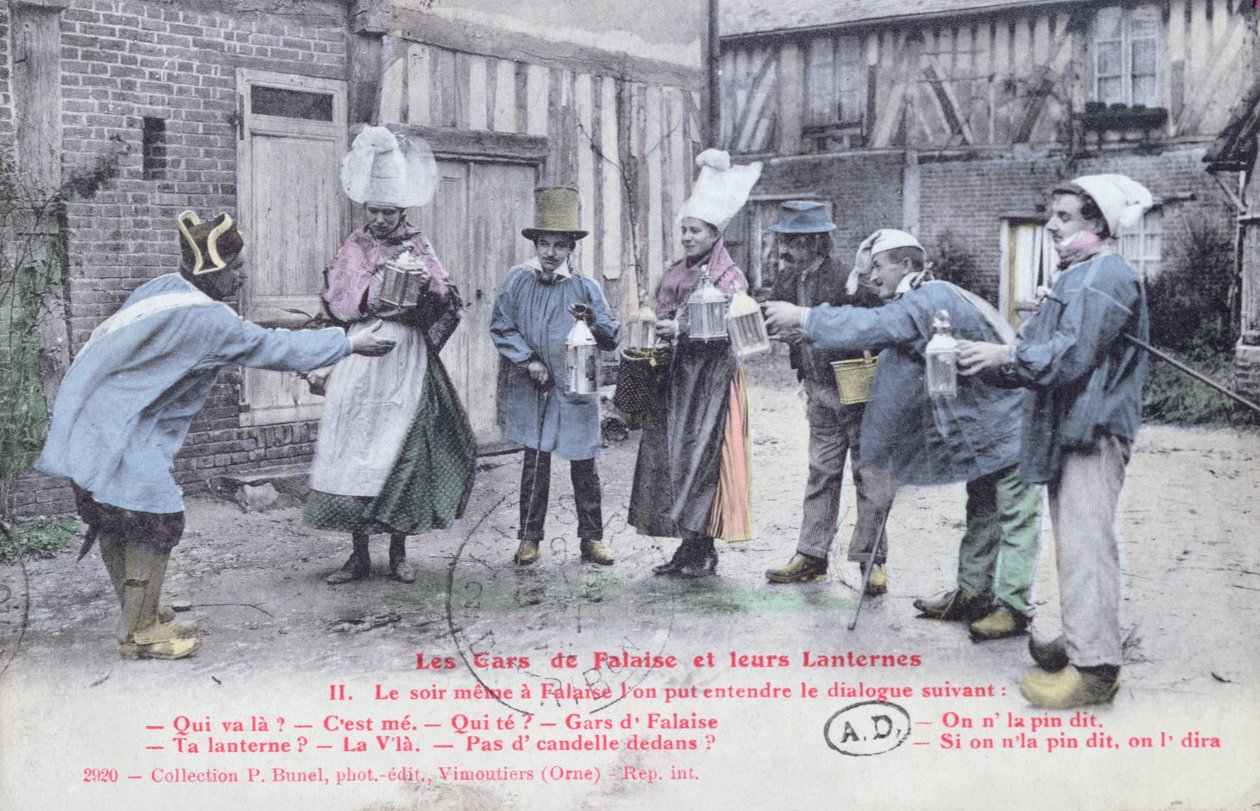 Faceci z klifu i ich latarnie, ok. 1910 (po zdjęciu) autorstwa French School