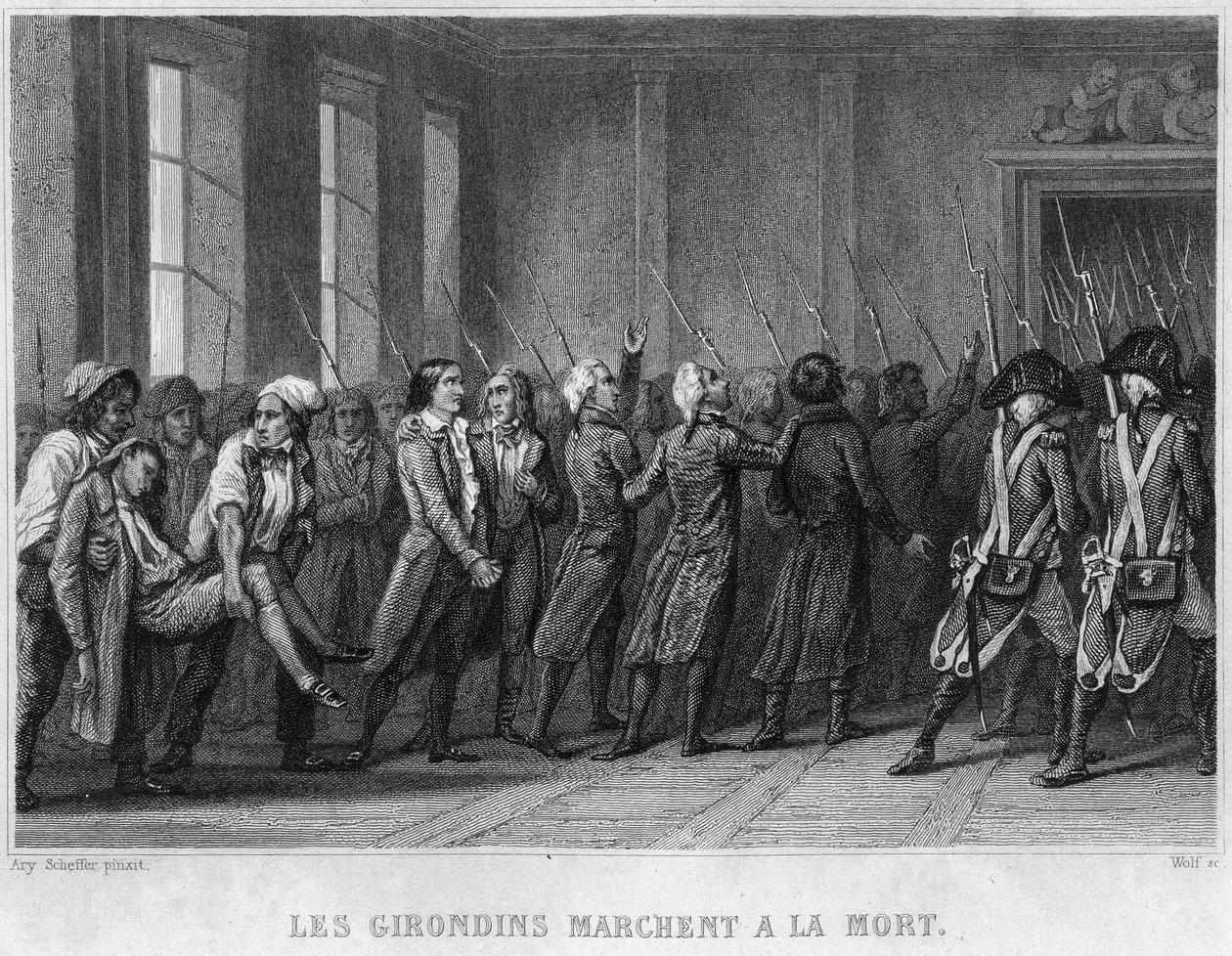 Les Girondins maszeruje na śmierć – w „Revolution francaise” Thiersa. 19 wiek autorstwa French School