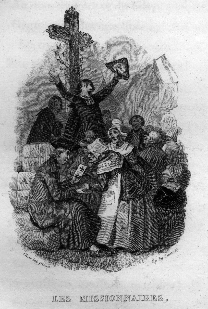 Les Missionnaires Chanson de Beranger in „”Oeuvres completes”” (1834) Pierre’a Jeana de Berangera (1780-1857), francuskiego poety i autora piosenek. autorstwa French School