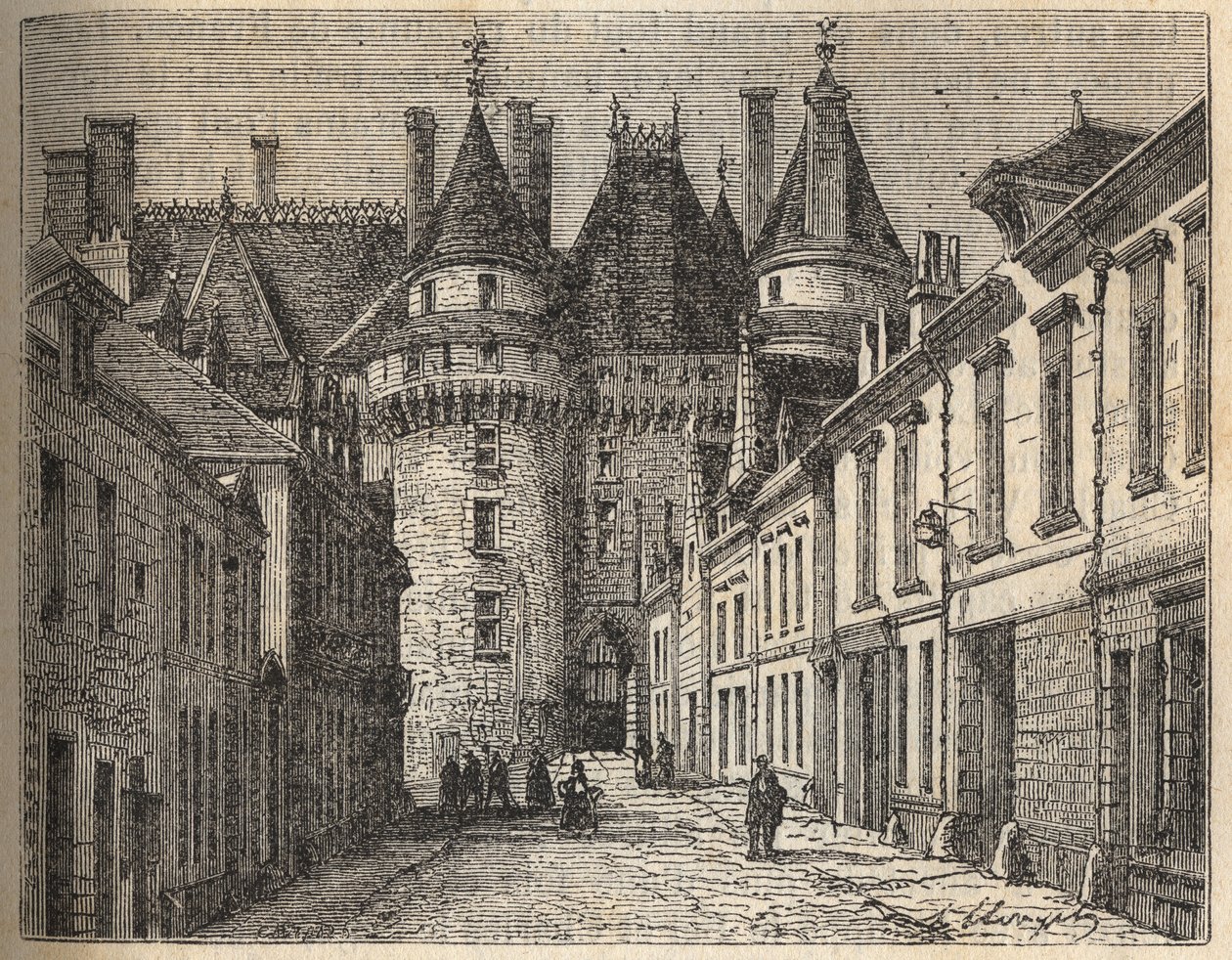 Zamki nad Loarą: zamek Langeais (Indre-et-Loire) - grawerowanie w „Histoire de France” Victora Duruy (1811-1894) - 1882 autorstwa French School