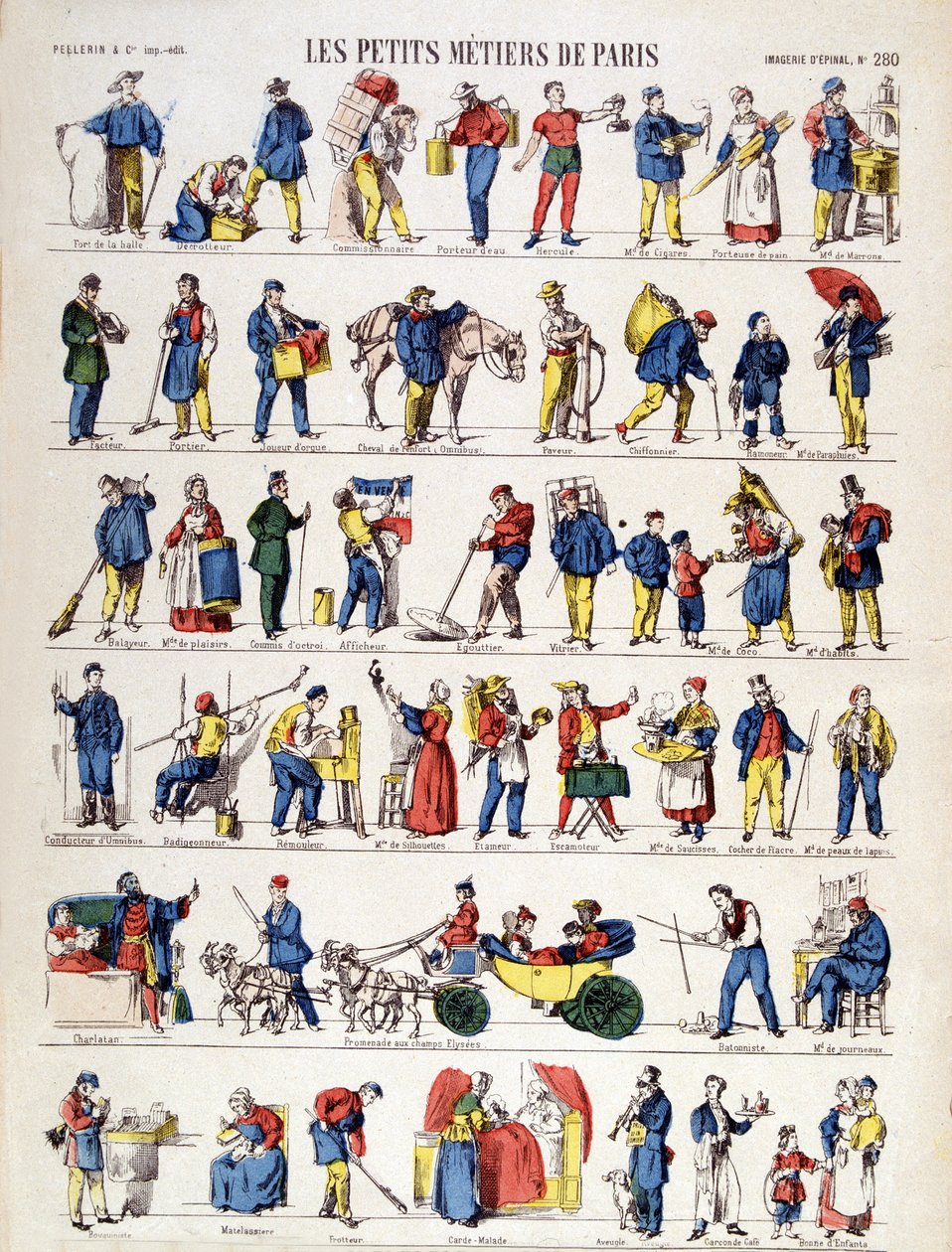 Les petits metiers de Paris, wizerunek Epinal z XIX w. (rycina) autorstwa French School