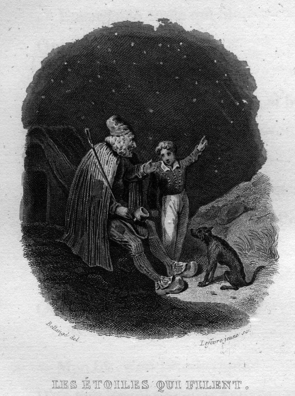 Gwiazdy, które kręcą Chanson de Beranger w „”Oeuvres completes”” (1834) Pierre’a Jean de Beranger (1780-1857), francuskiego poety i autora piosenek. autorstwa French School