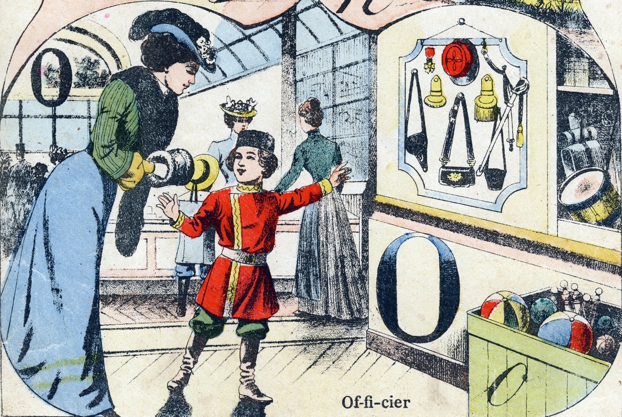 List O Oficer. Grawerowanie w "ABC des joux pour petits boys". Obraz Pont-a-Mousson, Louis Vagne, drukarz-wydawca, koniec XIX wieku. Wymiary: 32,5x25 cm autorstwa French School
