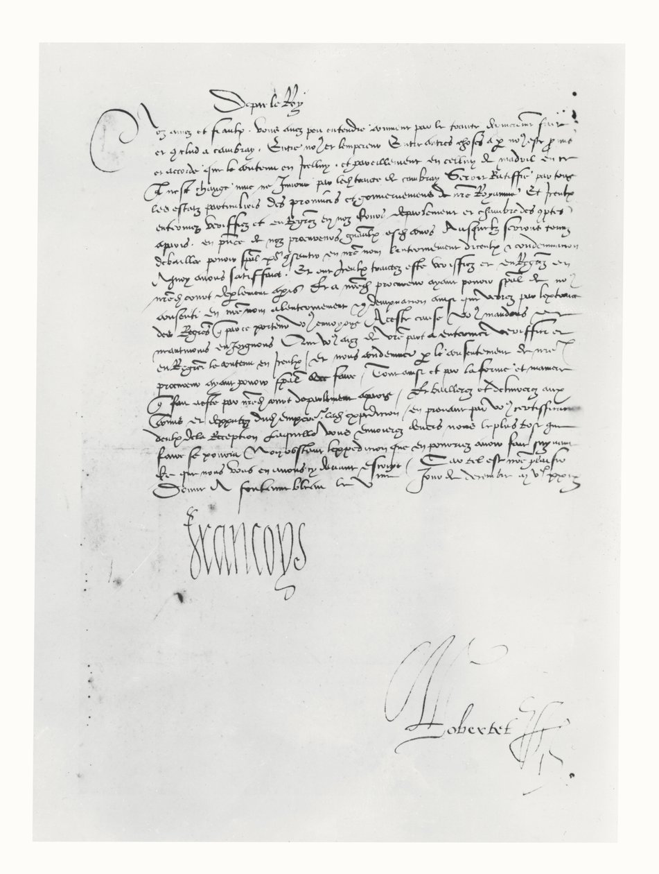 List Franciszka I z Francji do Parlementu w Bordeaux autorstwa French School