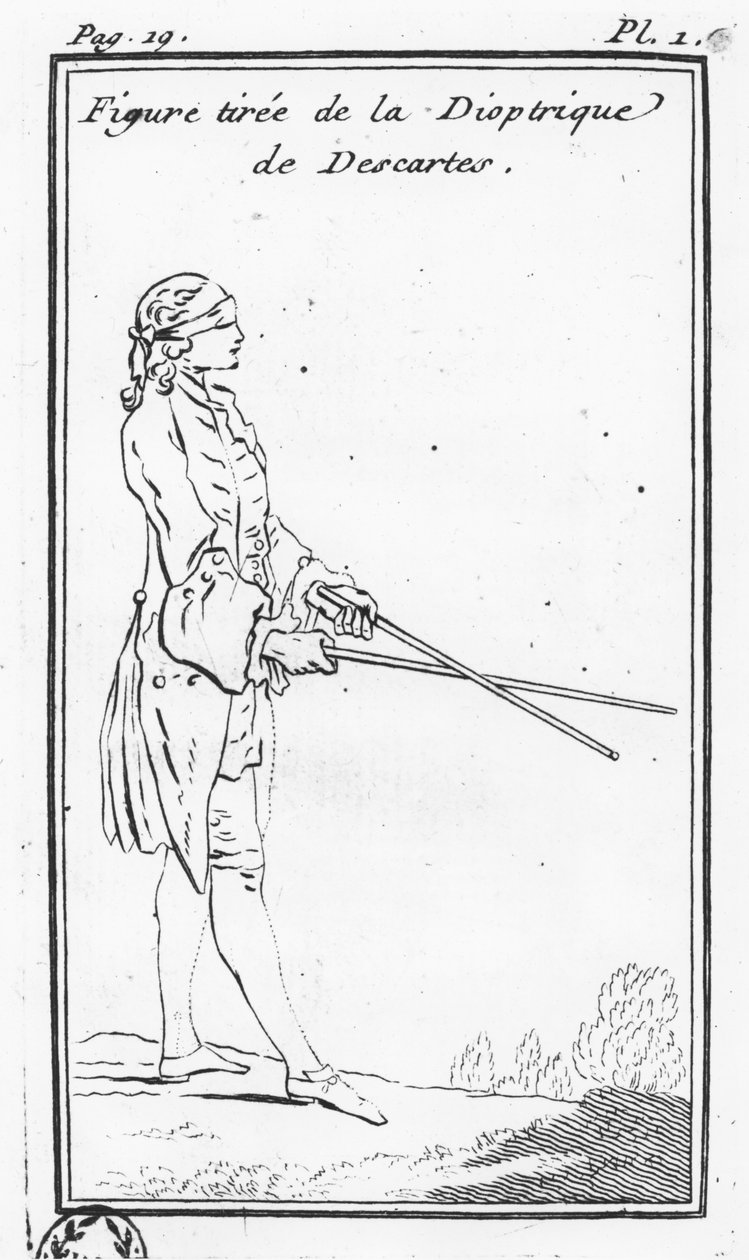 List na niewidomych, ilustracja z „La Dioptrique”, Kartezjusz (rycina) autorstwa French School