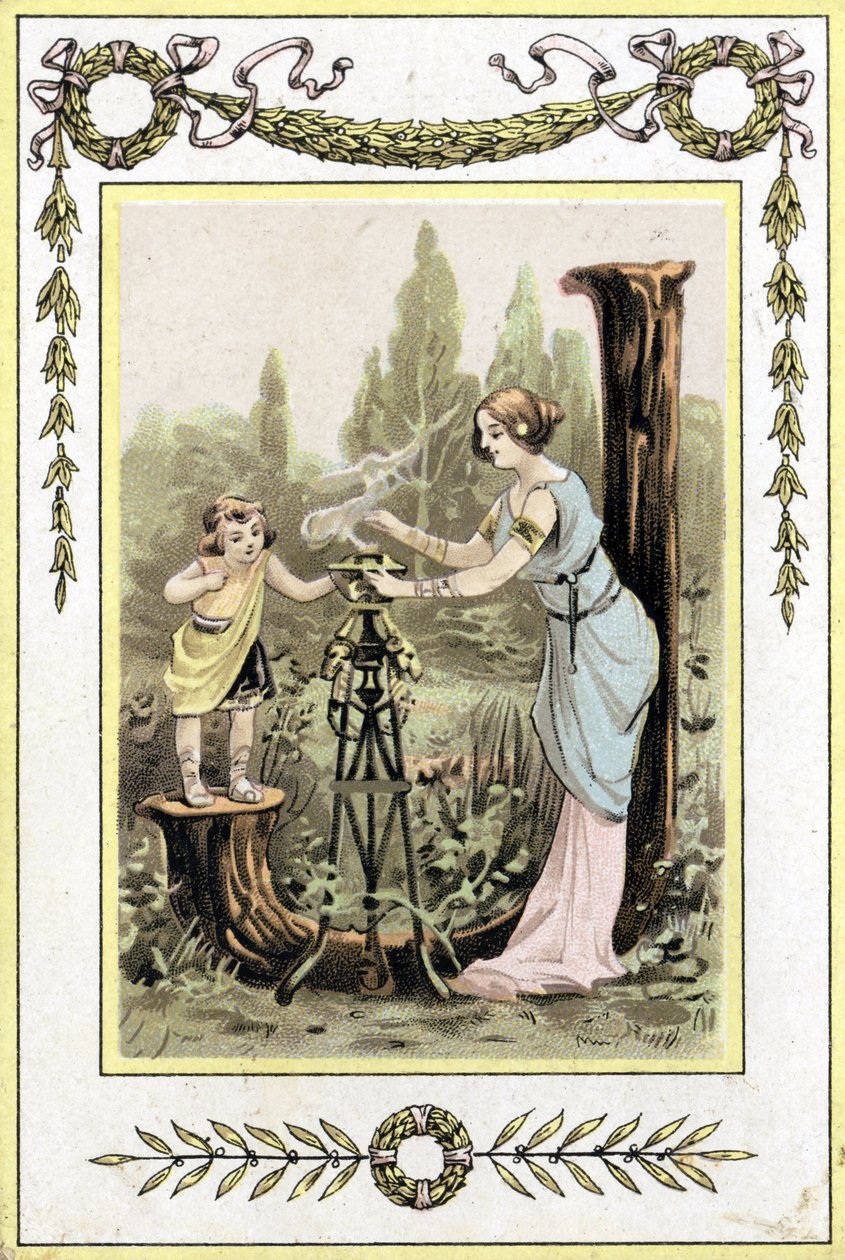 List przedstawiający matkę i córkę, koniec XIX w. (chromolitografia) autorstwa French School
