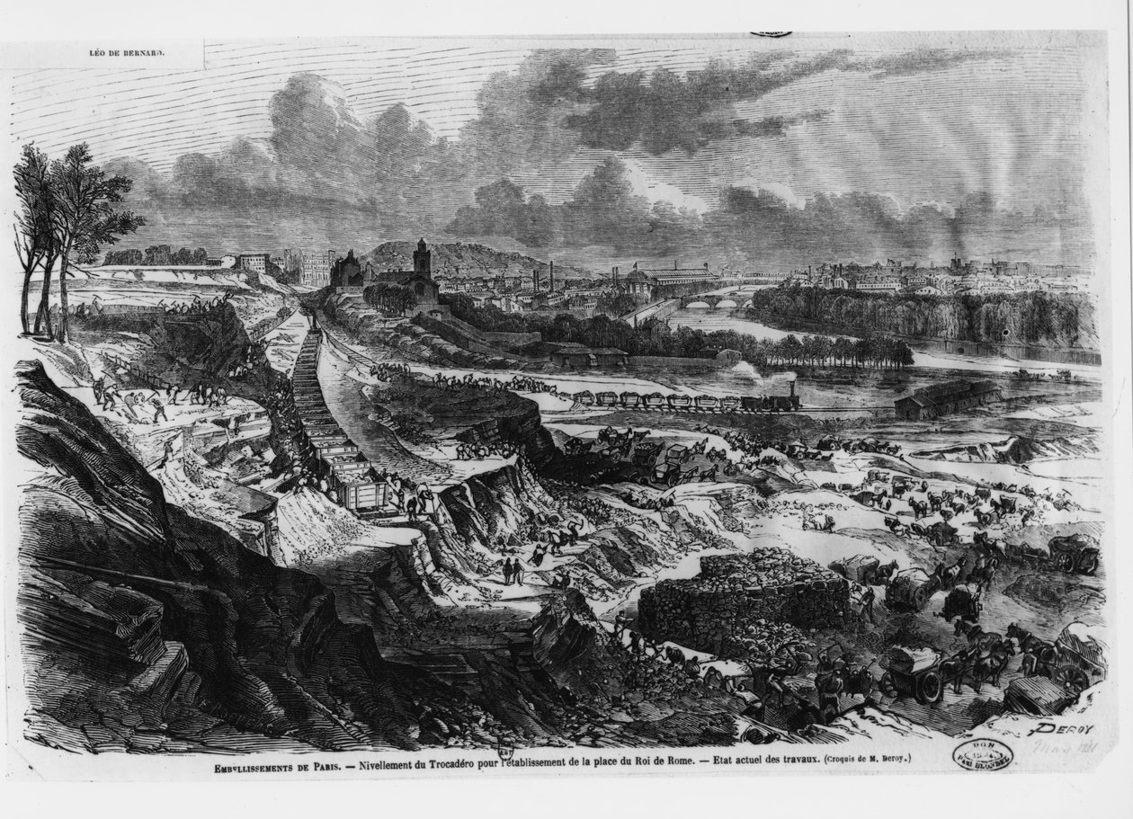 Niwelacja wzgórza Chaillot pod budowę placu Roi de Rome w latach 1812-13 autorstwa French School