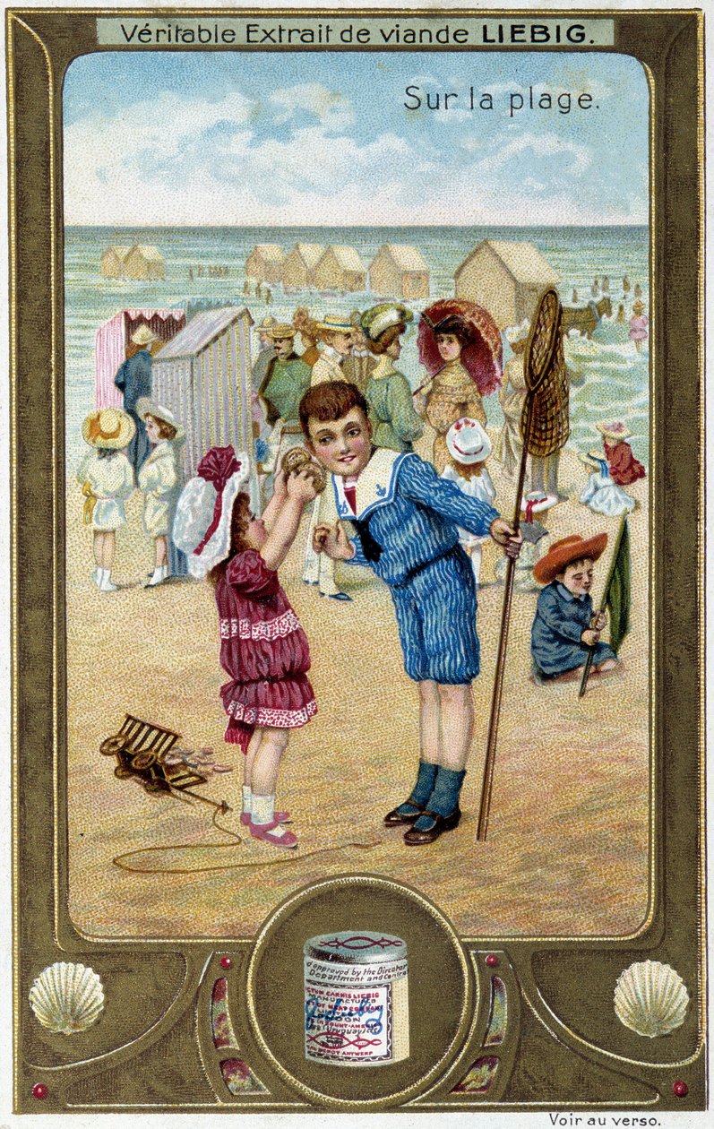 Liebig chromolitografia seria "Gra plażowa" dzieci. sd. XIX w. autorstwa French School