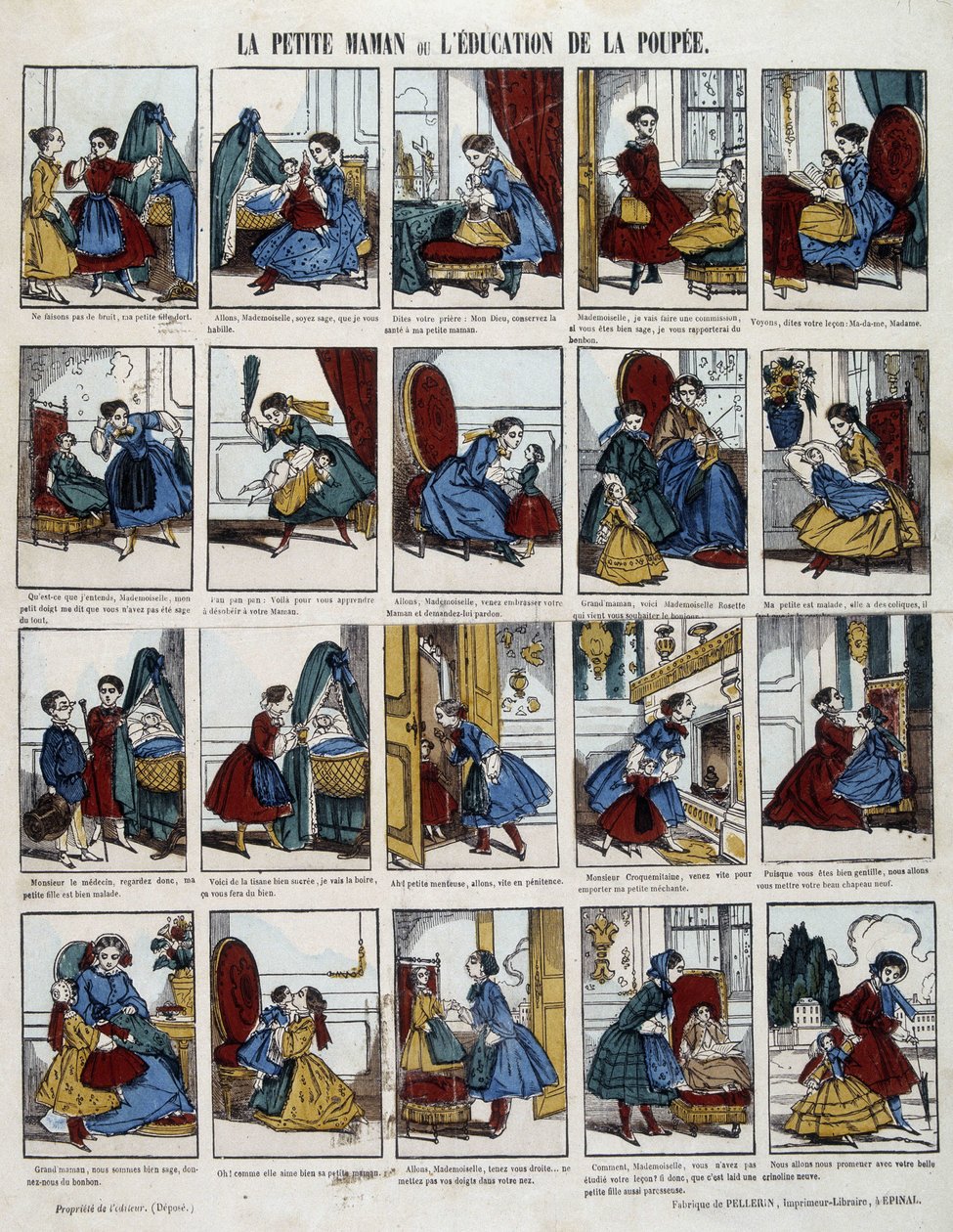 Mała Mama „Edukacja Lalki”. Obraz Epinal, s.d. 19 wiek. autorstwa French School