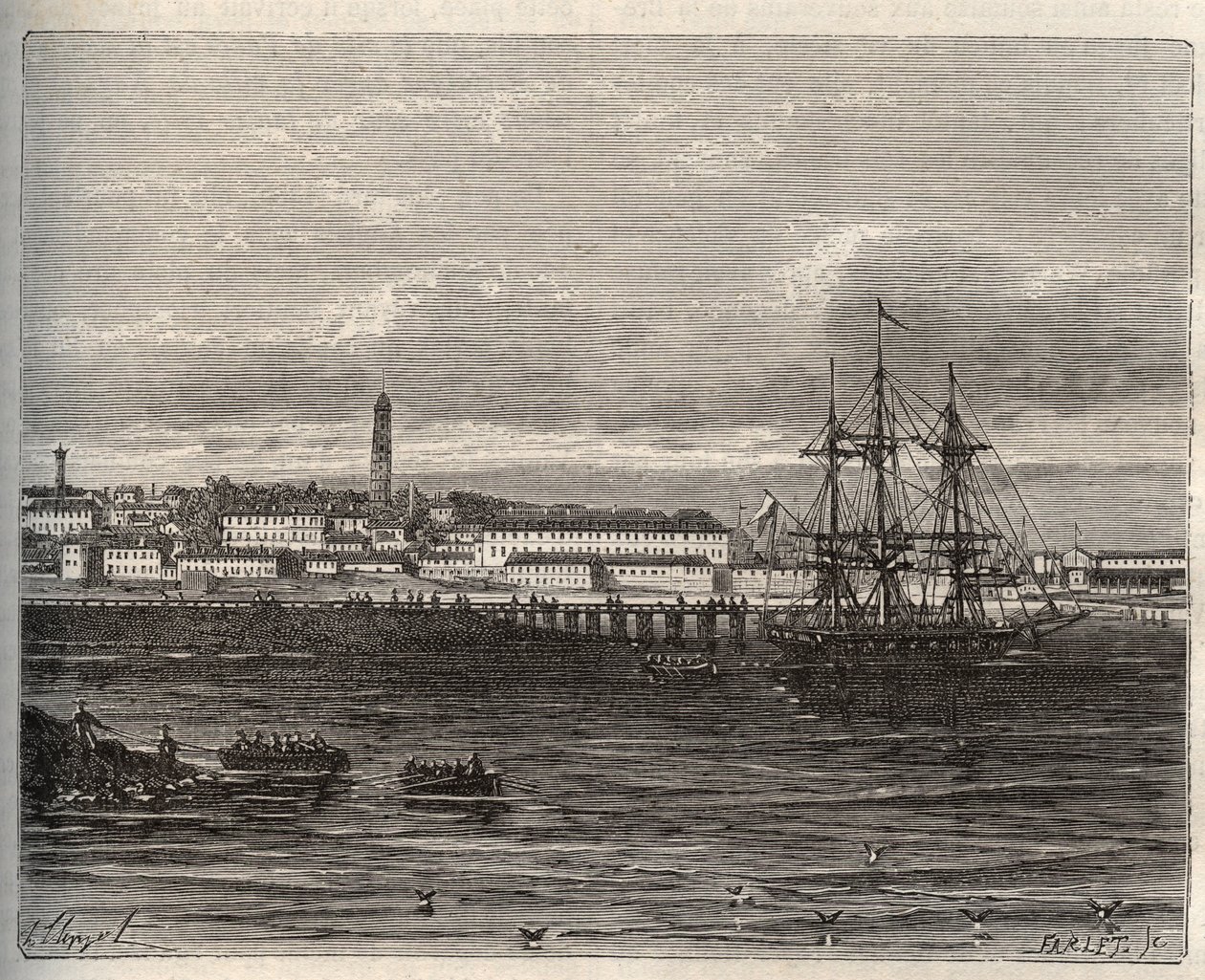 Lorient - Morbihan w Bretanii - rycina w „La France illustrée: geografia, historia, administracja statystyczna” autorstwa V.A. Malt-Browna. 1884 autorstwa French School
