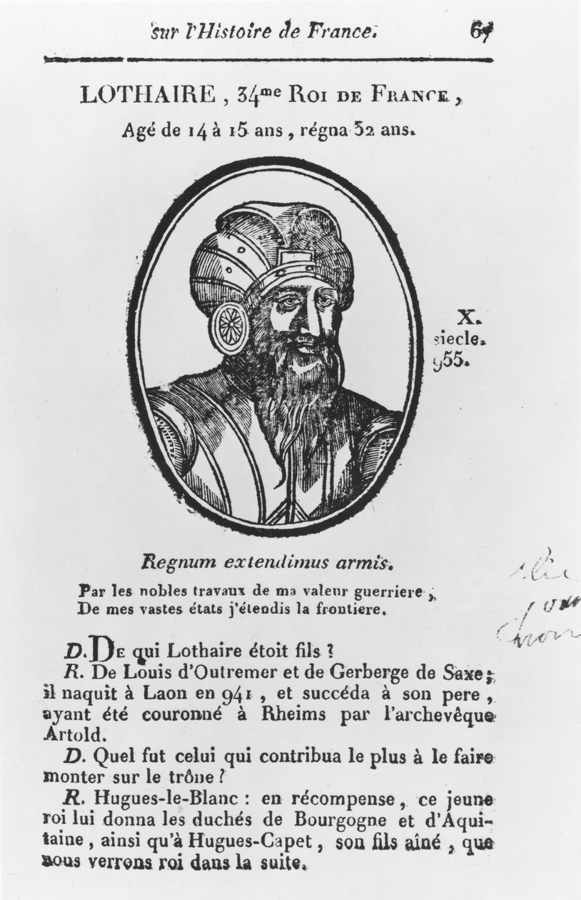 Lothair, karoliński król Francji (grafika) autorstwa French School