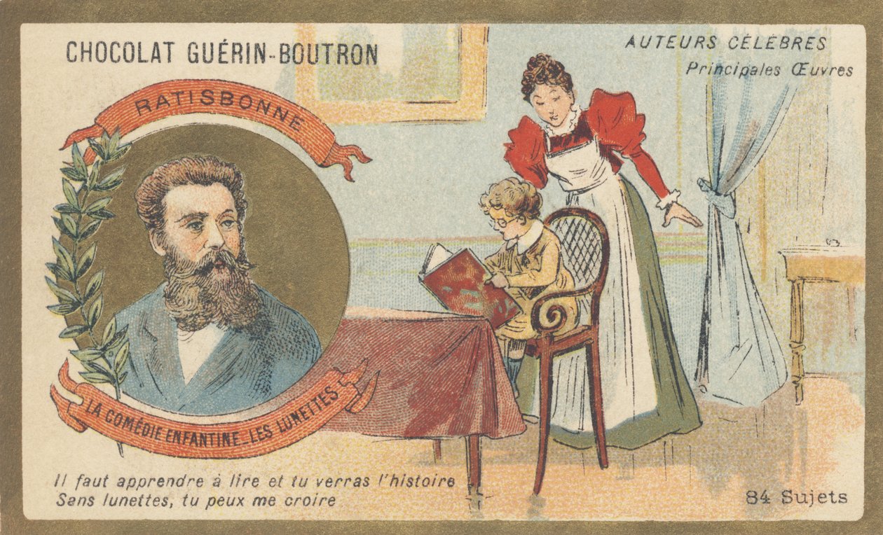 Louis Gustave Fortune Regensbonne (1827-1900), francuski literat, autor „La comedie enfantine — Les lunettes” (1861) autorstwa French School